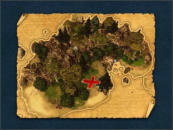 Przykładowa mapa prowadząca do ukrytego skarbu. - Poradnik do gry - Porady ogólne cz.1 - Kings Bounty: Legenda - poradnik do gry