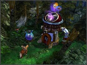 Kliknij na fiolce przed domem Alchemika, żeby sabotować badania Foritopa. - Błotne Moczary (cz.1) | Zadania poboczne Kings Bounty Legenda - Kings Bounty: Legenda - poradnik do gry