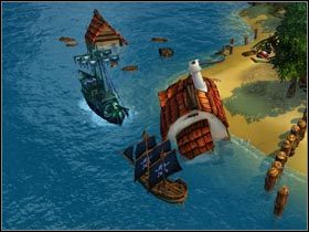 Wrak spoczywa na dnie w pobliżu zatopionych domów. - Wyspy Zachodnie | Inne zajęcia w Kings Bounty Legenda - Kings Bounty: Legenda - poradnik do gry