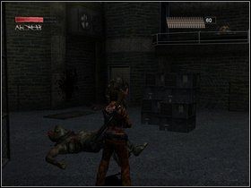 Korytarzem od prawej nadchodzi Pacyfikator, jest tu też Rzeźnik - Punkt zwrotny - Część piąta - The Suffering: Zniewolony - poradnik do gry