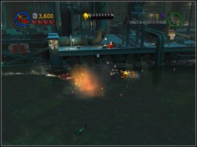 Na powyższych screenach zaznaczyłem trzy czerwone boje, które trzeba storpedować, by dostać Kanister (#8) - Batboat Battle (cz.2) | Heros Episode 2 | LEGO Batman The Videogame - LEGO Batman: The Videogame - poradnik do gry