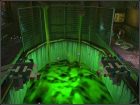 Wyjdź po metalowej platformie i przesuń klocek, by częściowo zbudować most - Jokers Home Turf (cz.4) | Heros Episode 3 | LEGO Batman The Videogame - LEGO Batman: The Videogame - poradnik do gry