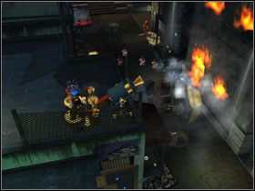 Zniszcz wszystkie klocki (łącznie z tymi na ścianie za pomocą batarangu) i zbuduj z nich pompę wodną - In the Dark Night (cz.3) | Heros Episode 3 | LEGO Batman The Videogame - LEGO Batman: The Videogame - poradnik do gry