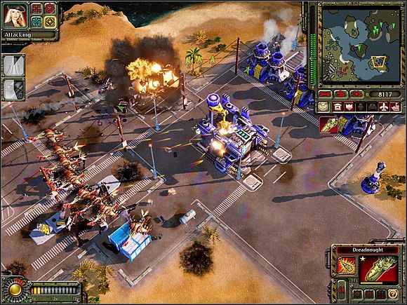 Pamiętaj też, aby produkowane Twinblade'y zbierać w pobliżu fabryki wodnej (jak na obrazku poniżej) - Mykonos - Opis przejścia (cz.1) - Sowieci - Command & Conquer: Red Alert 3 - poradnik do gry