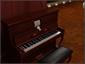 Wyjdź na scenę (schodkami na końcu korytarza) i weź z pianina taśmy z muzyką - To jest we krwi (Its In the blood) cz.4 | The Hardy Boys The Hidden Theft - The Hardy Boys: The Hidden Theft - poradnik do gry