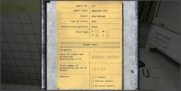 Czas wykonać drugą część testu - 11. Vladovista, powrót - Badanie dla próbki 815 (Arno Moriani) - Dracula 3: The Path of the Dragon - poradnik do gry