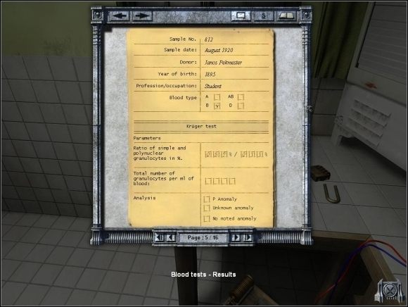 Wróć do mikroskopu i tak jak poprzednio zaznacz oba przyciski, by były podświetlone - 11. Vladovista, powrót - Badanie dla próbki 812 (Janos Pekmaster) - Dracula 3: The Path of the Dragon - poradnik do gry