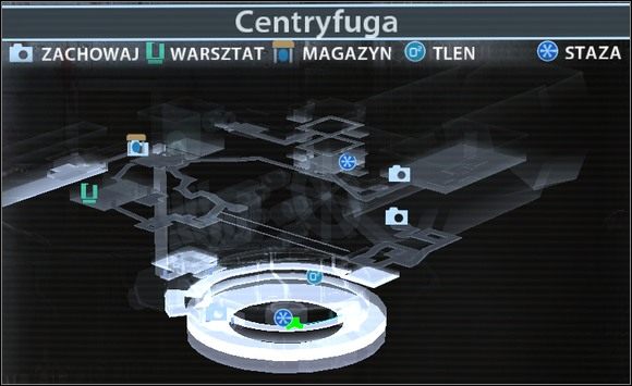 Na każdym z poziomów widzimy mapę całego obszaru i lokalizację ważnych miejsc. Na mapie widzimy także drogę do celu naszej misji. - Istotne miejsca na mapie i cele misji w Dead Space - Dead Space - poradnik do gry