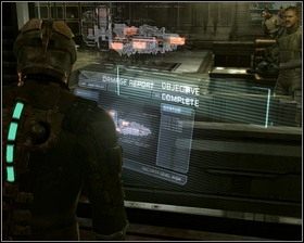 Wchodzimy do pomieszczenia i aktywujemy konsolę - Nowe transporty (cz.1) | Rozdział 01 | Solucja Dead Space - Dead Space - poradnik do gry