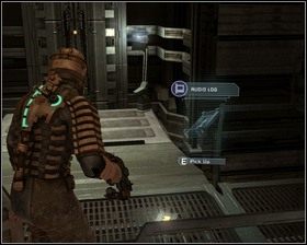 Wchodzimy do dużej hali, po prawej stronie jest winda, przed nią leży Dziennik audio , nieopodal jest też pojemnik - Groźne środowisko (cz.2) | Rozdział 06 | Solucja Dead Space - Dead Space - poradnik do gry