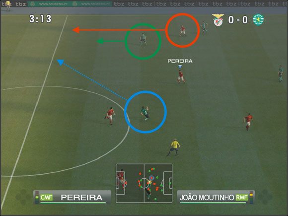 Zawodnik posiadający piłkę ma dość ułatwione zadanie - Krycie strefowe | Formacje i rozgrywanie | Pro Evolution Soccer 2009 - Pro Evolution Soccer 2009 - poradnik do gry