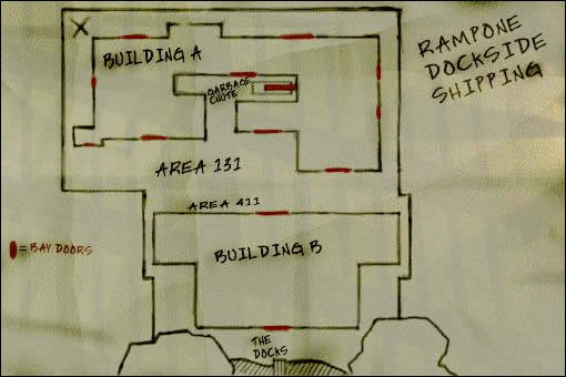 Misje rozpoczynamy przy drewnianych skrzyniach (miejsce oznaczone krzyżykiem na mapie) - 02: Shipping ... and Receiving | Thief 2 The Metal Age - Thief 2: The Metal Age - poradnik do gry