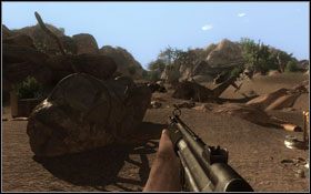 Z zapalnikiem udaj się na miejsce spotkania z przyjacielem, który będzie czekał na ciebie na moście - UFLL Misja III - Baraszki na barce | Akt II w Far Cry 2 - Far Cry 2 - poradnik do gry
