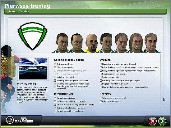 Należy pamiętać, że nie dotrzymywanie obietnic, zaowocuje utratą szacunku ze strony fanów, a także pogorszeniem atmosfery w drużynie - Pierwsze wybory - FIFA Manager 09 - poradnik do gry