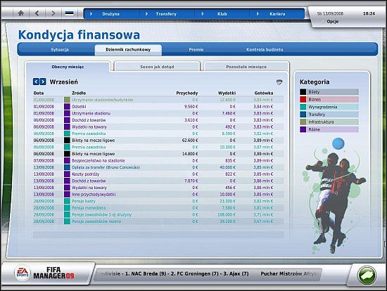 1 - Budżet (cz.2) - Klub - FIFA Manager 09 - poradnik do gry