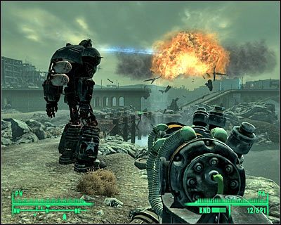 Po oczyszczeniu drogi, którą robot będzie miał podążać (możesz ją sprawdzić na mapie taktycznej) powróć do maszyny i pozwól jej na wznowienie przemarszu - QUEST 13 - Zabierać to! (cz.1) | Główne questy Fallout 3 - Fallout 3 - poradnik do gry