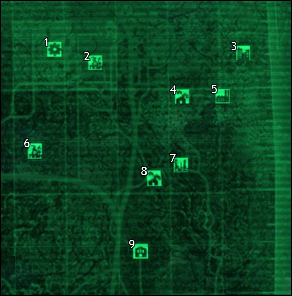 Oznaczenia na mapie - Mapa szczegółowa pustkowi - Sektor 3, 4 | Świat gry Fallout 3 - Fallout 3 - poradnik do gry