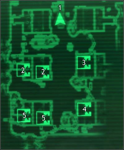 Oznaczenia: 1 - most zwodzony prowadzący do miasteczka - Mapa szczegółowa - Duże Miasto | Świat gry Fallout 3 - Fallout 3 - poradnik do gry