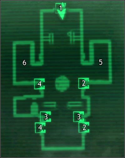 Oznaczenia: 1 - drzwi do Muzeum historyczne - wejście - Mapa szczegółowa - Hol w podziemiach | Świat gry Fallout 3 - Fallout 3 - poradnik do gry