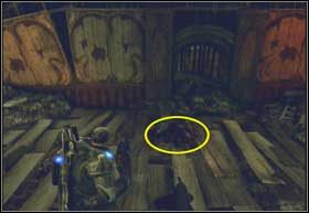 Po przywitaniu się z Coleem nie wychodź ze zniszczonego pomieszczenia, tylko przejdź za załom na lewo od miejsca, w którym teraz stoisz - Zapadające uczucie | Mieszkańcy | Gears of War 2 - Gears of War 2 - poradnik do gry