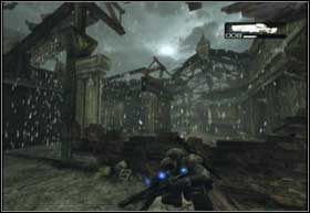 Kiedy wagon zatrzyma się, wyjdź na zewnątrz i idź za Domem zabijając przeciwników, aż dojdziesz do zrujnowanego budynku - Nagłe przebudzenie (cz.2) | Nadciągająca burza | Gears of War 2 - Gears of War 2 - poradnik do gry