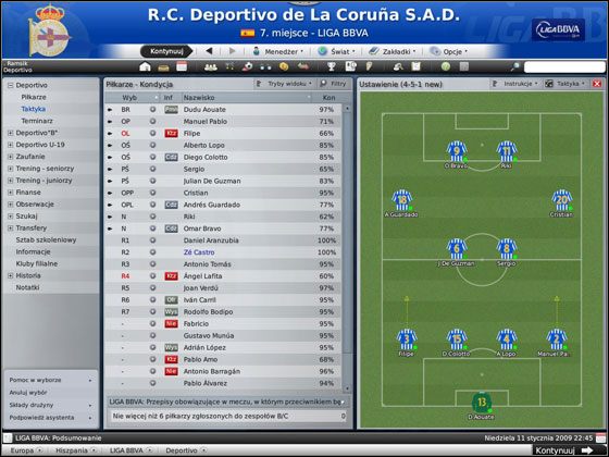 Okienko po lewej to najzwyklejsza w świecie lista zawodników - Podstawowe funkcje | Taktyka w Football Manager 2009 - Football Manager 2009 - poradnik do gry