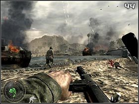 Głównym celem staną się teraz wrogie czołgi, z którymi nie radzą sobie amerykańskie pojazdy - Twarde lądowanie (cz.2) | Kampania Call of Duty World at War - Call of Duty: World at War - poradnik do gry