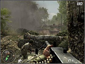 Gdy dotrzesz do pierwszego działa, zabij obsługujących go wrogów (#111) i ruszaj w kierunku drugiego stanowiska przeciwpancernego - Nieugięty | Kampania Call of Duty World at War - Call of Duty: World at War - poradnik do gry