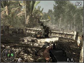 Podążaj w kierunku drugiego działa, cały czas wykorzystując napotykane zasłony i zabijając nadbiegających zewsząd wrogów - Nieugięty | Kampania Call of Duty World at War - Call of Duty: World at War - poradnik do gry