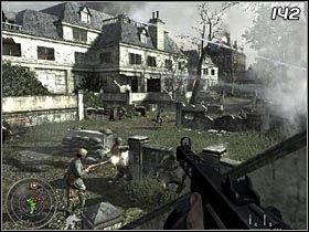 Twoim nowym celem jest biały budynek niegdysiejszego szpitala (#141), znajdujący się na północnym-zachodzie - Stalowe koło | Kampania Call of Duty World at War - Call of Duty: World at War - poradnik do gry