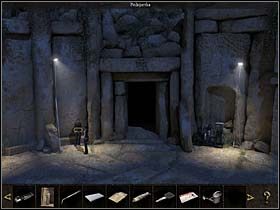 Tak więc Sylvie biegnie w stronę ruin (w lewo) i dalej do świątyni - Parking; kemping; świątynia - Wyspa Gozo, 4 listopada 2008 - Chronicles of Mystery: Rytuał Skorpiona - poradnik do gry