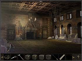 Stamtąd nasza bohaterka kieruje się w podcienia (na wprost) i zagląda do komnaty, w której do niedawna przebywali Simon z kardynałem - Ulice; komnata; sekretne przejście - Watykan, 8 listopada 2008 - Chronicles of Mystery: Rytuał Skorpiona - poradnik do gry