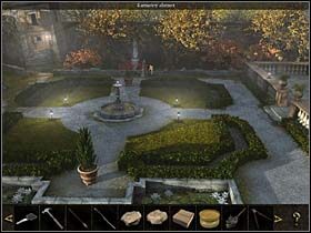 Zaintrygowana Sylvie kieruje się do ogrodu (wyjście na wprost ochroniarza) - Ogród, nisza - Watykan, 8 listopada 2008 - Chronicles of Mystery: Rytuał Skorpiona - poradnik do gry