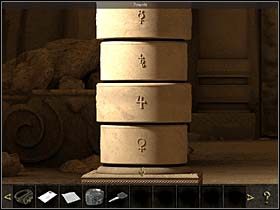 I wreszcie na szczycie ostatniego postumentu (drugi po lewej) znajduje się kostka z symbolem Merkurego (Alipes) - Podziemia - La Valletta; wyspa Gozo, 9 listopada 2008 - Chronicles of Mystery: Rytuał Skorpiona - poradnik do gry