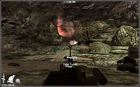 Wrogowie będą pojawiać się od miejsca pokazanego na zdjęciu (na wprost), do maksymalnego wychylenia działa w prawo (lewa strona nie będzie atakowana) - Etap IV - Sink Hole | Quantum of Solace - Quantum of Solace - poradnik do gry