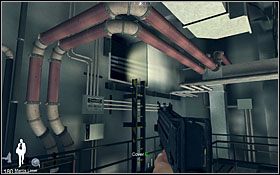 Po przedostaniu się do miejsca, skąd strzelali wrogowie trzeciej fali, skręć w lewo i wejdź po drabinie - Etap VIII - Science Center Interior (cz.1) | Quantum of Solace - Quantum of Solace - poradnik do gry