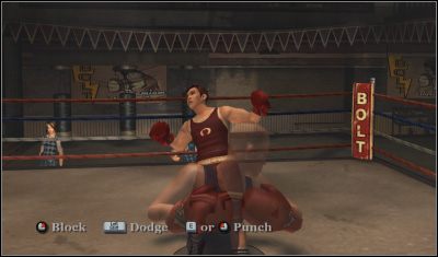 Moja taktyka przy silniejszych przeciwnikach (głównie przy ostatnim) polegała na blokowaniu trafień, wykonaniu uniku kiedy oponent stosował zamach i natychmiastowym skontrowaniu - Mini-gry | 100% w Bully Scholarship Edition - Bully: Scholarship Edition - poradnik do gry