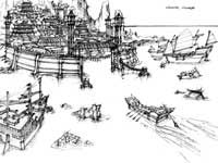 Bagna pokrywają pozostałości po zalanym mieście, z centralnie wznoszącym się pałacem - Solucja cz.3 | Summoner - Summoner - poradnik do gry