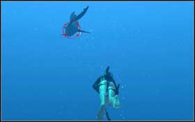 Płyń cały czas w dół, zmierzając jednocześnie w kierunku wystającej z dna morskiego wielkiej kopuły - Mediterranean Sea - The Path to Avalon | Solucja Tomb Raider Underworld - Tomb Raider: Underworld - poradnik do gry