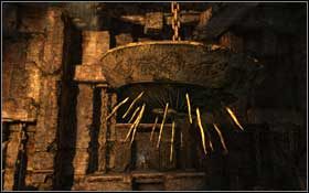 Pociągnij za dźwignię przełącznika, a mechanizm podciągnie misę z kolcami do góry - Mediterranean Sea - Niflheim (cz.2) | Solucja Tomb Raider Underworld - Tomb Raider: Underworld - poradnik do gry