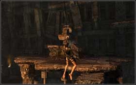 Podejdź do krawędzi i wystrzel linkę z hakiem w kierunku podwieszonego pod sufitem kółka - Mediterranean Sea - The Norse Connection (cz.2) | Solucja Tomb Raider Underworld - Tomb Raider: Underworld - poradnik do gry