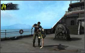 Pomiędzy ustawionymi na pokładzie kontenerami znajduje się kilku przeciwników - Mediterranean Sea - God of Thunder | Solucja Tomb Raider Underworld - Tomb Raider: Underworld - poradnik do gry