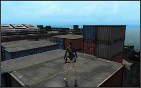 Pomiędzy kontenerami odszukaj metalowe bagaże i przeskocz z nich na wielkie skrzynie - Mediterranean Sea - God of Thunder | Solucja Tomb Raider Underworld - Tomb Raider: Underworld - poradnik do gry