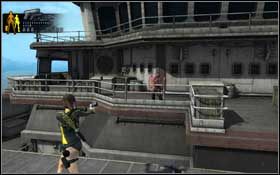 Po kontenerach pobiegnij najpierw w kierunku dziobu, a następnie przeskocz na te znajdujące się po prawej stronie pokładu - Mediterranean Sea - God of Thunder | Solucja Tomb Raider Underworld - Tomb Raider: Underworld - poradnik do gry