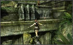 Kiedy znajdziesz się na górze, obejdź kolumnę dookoła i opuść się na drewnianą belkę - Coastal Thailand - Remnants (cz.2) | Solucja Tomb Raider Underworld - Tomb Raider: Underworld - poradnik do gry