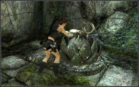 Ze szczytu filara przeskocz na półkę po prawej, a z niej, wykorzystując linkę z hakiem przeskocz na drugą stronę - Coastal Thailand - Bhogavathi (cz.3) | Solucja Tomb Raider Underworld - Tomb Raider: Underworld - poradnik do gry