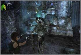 Wisząc na drążku odwróć się w kierunku korytarza, rozhuśtaj się i skocz przed siebie - Southern Mexico - Land of the Dead (cz.1) | Solucja Tomb Raider Underworld - Tomb Raider: Underworld - poradnik do gry