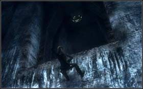 Wskocz na młot i tak jak poprzednio, przeskocz za jego pomocą na drugą stronę sali - Jan Mayen Island - Valhalla (cz.2) | Solucja Tomb Raider Underworld - Tomb Raider: Underworld - poradnik do gry