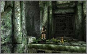 [44] Po zabraniu pierwszego z klejnotów opuść się na lince poziom niżej, a znajdziesz się obok zamkniętej kraty - Coastal Thailand - Bhogavati | Sekrety Tomb Raider Underworld - Tomb Raider: Underworld - poradnik do gry