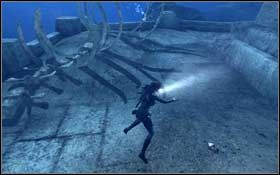 [154] Po lewej stronie fortecy, na jej najniższym poziomie, obok wielkiego szkieletu - Arctic Sea - Helheim (cz.1) | Sekrety Tomb Raider Underworld - Tomb Raider: Underworld - poradnik do gry